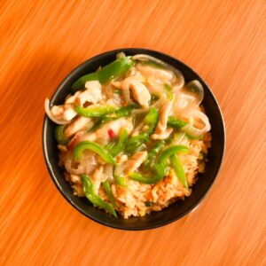 Chicken Chilli Onion Rice Bowl