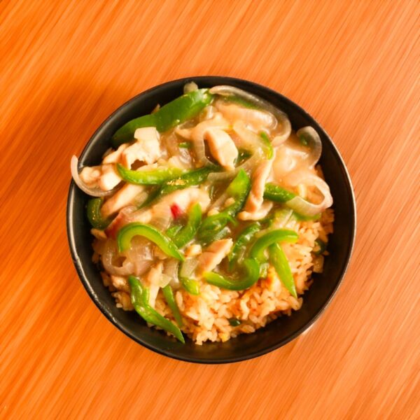 Chicken Chilli Onion Rice Bowl